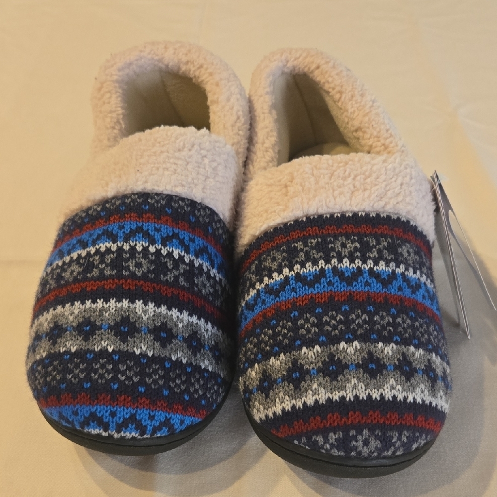 Womens Fair Isle Nordic Moccasin Rockdove Sz 11 Polaris Blue - Picture 2 of 8